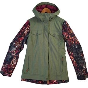 Roxy Jacket Womens XS Green DryFlight 10K 3M Thinsulate Hooded Ski Snowboard